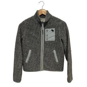 Abercrombie Kids Fleece Jacket Size 11/12 Gray Blue Pockets Outdoor
